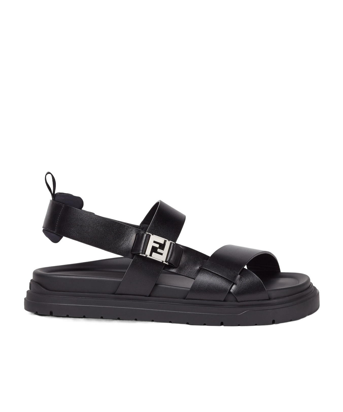 Fendi Black Leather Sandals