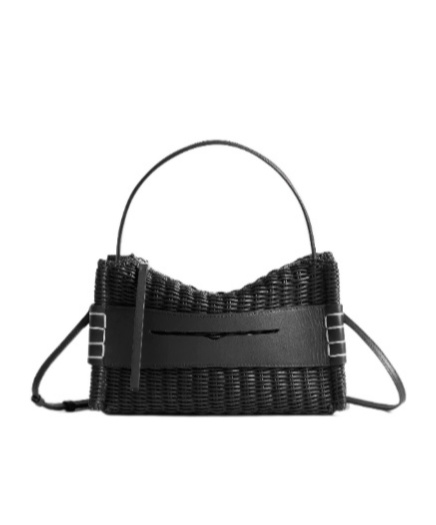 Jw Anderson Loafer Bag In Black Woven Leather