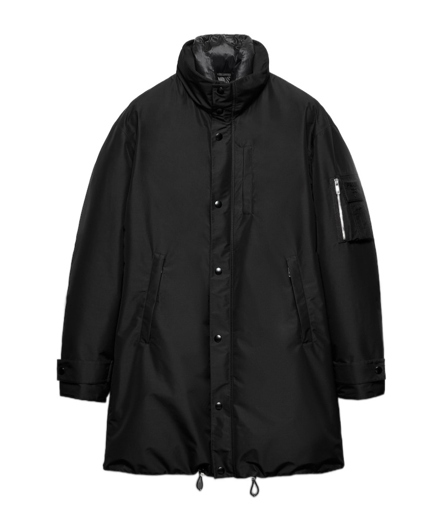 Prada Logo-lettering Coat In Black