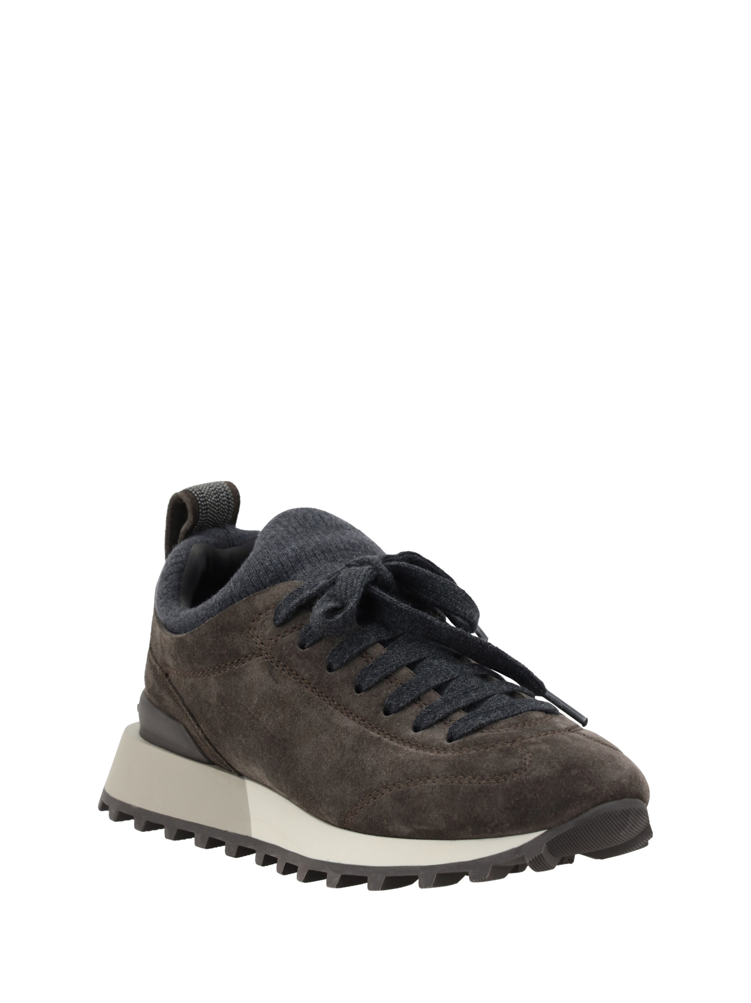 Brunello Cucinelli Women Suede Sneakers In Brown