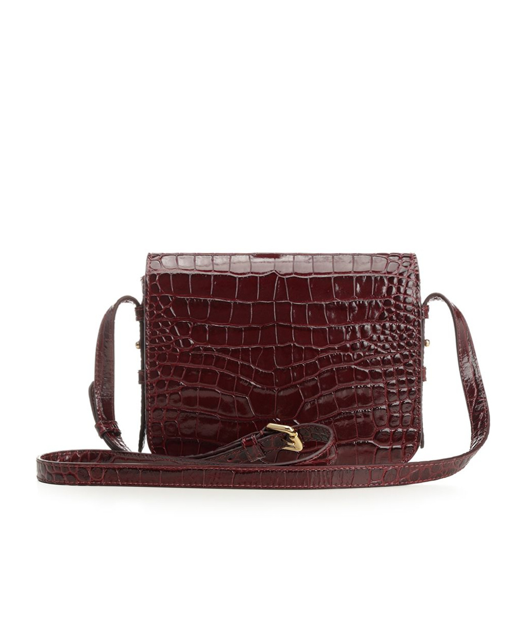 Maison Kitsuné Logo-plaque Crocodile-effect Shoulder Bag In Red