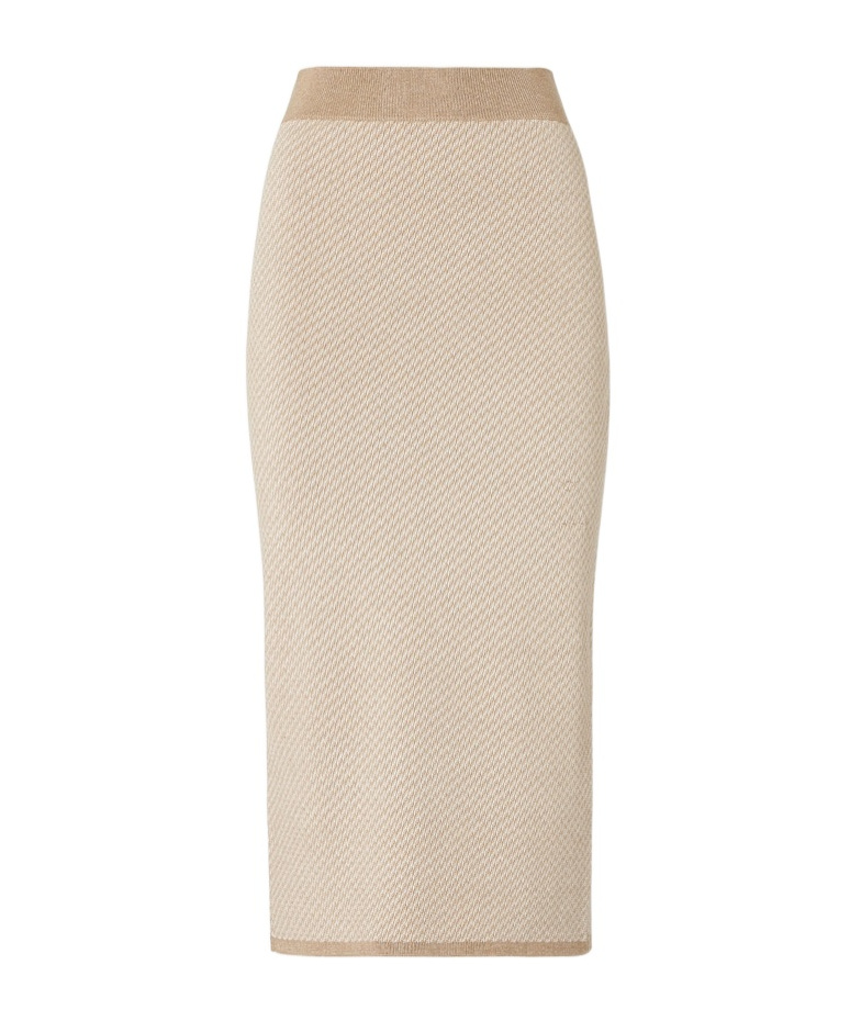 Shop Fendi Brown Ff Wool And Silk Skirt In Nude