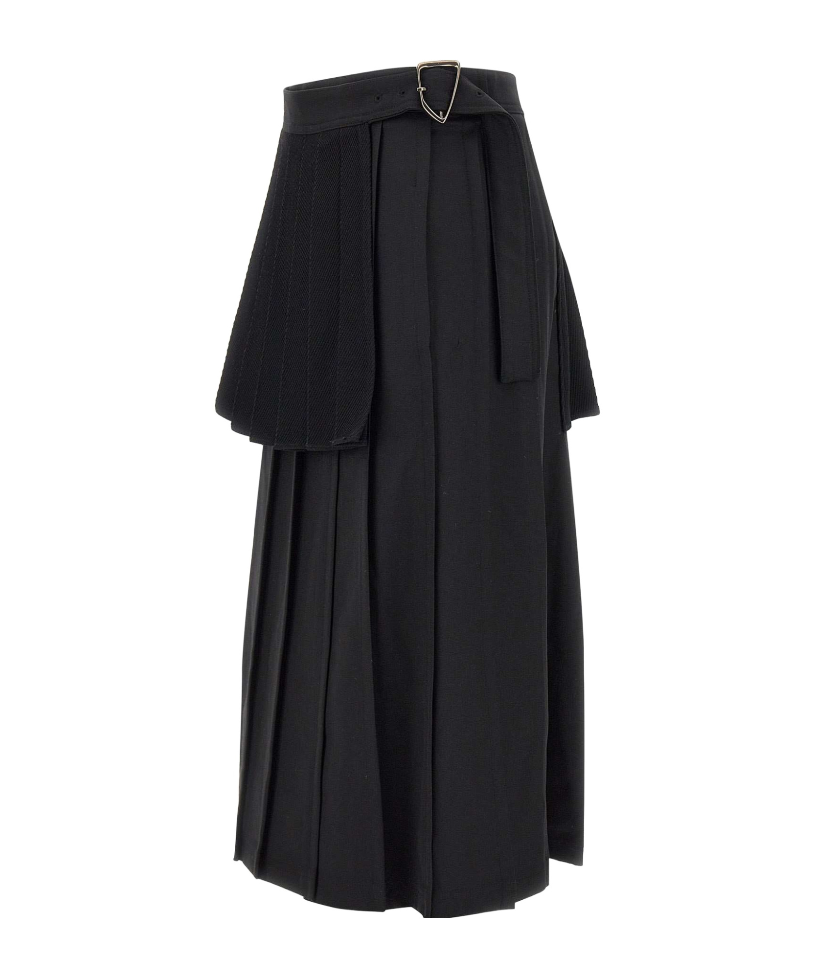 Andersson Bell Double Pleated Midi Skirt In Black