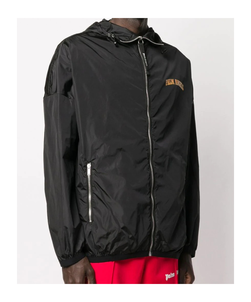 Palm Angels Logo Print Lightweight Jacket In Black