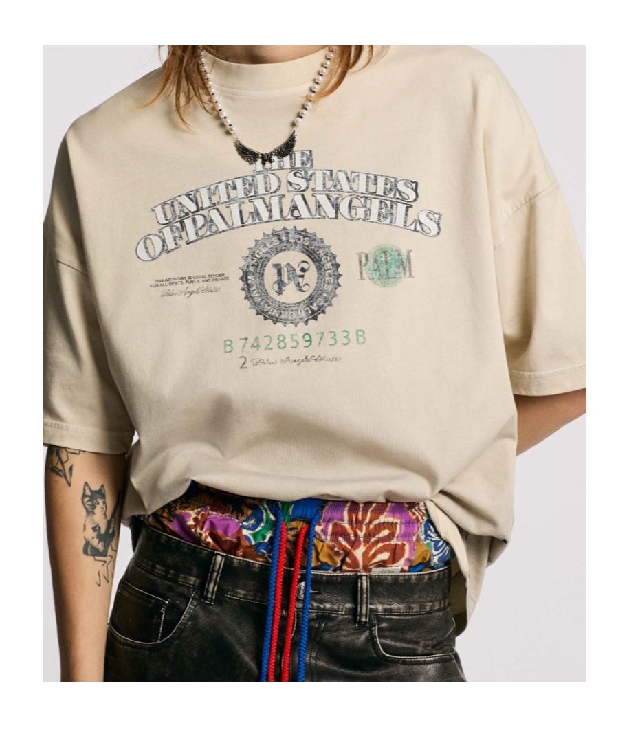 Palm Angels Crew Neck T-shirt In Neutral