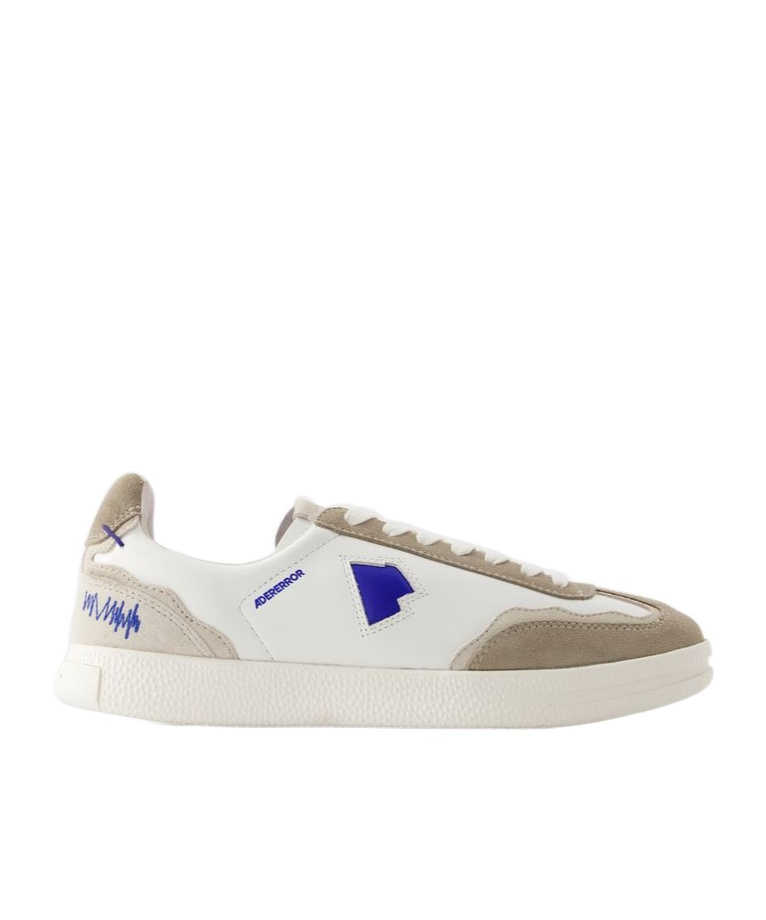 Ader Error Raff Logo-embroidered Leather Sneakers In White