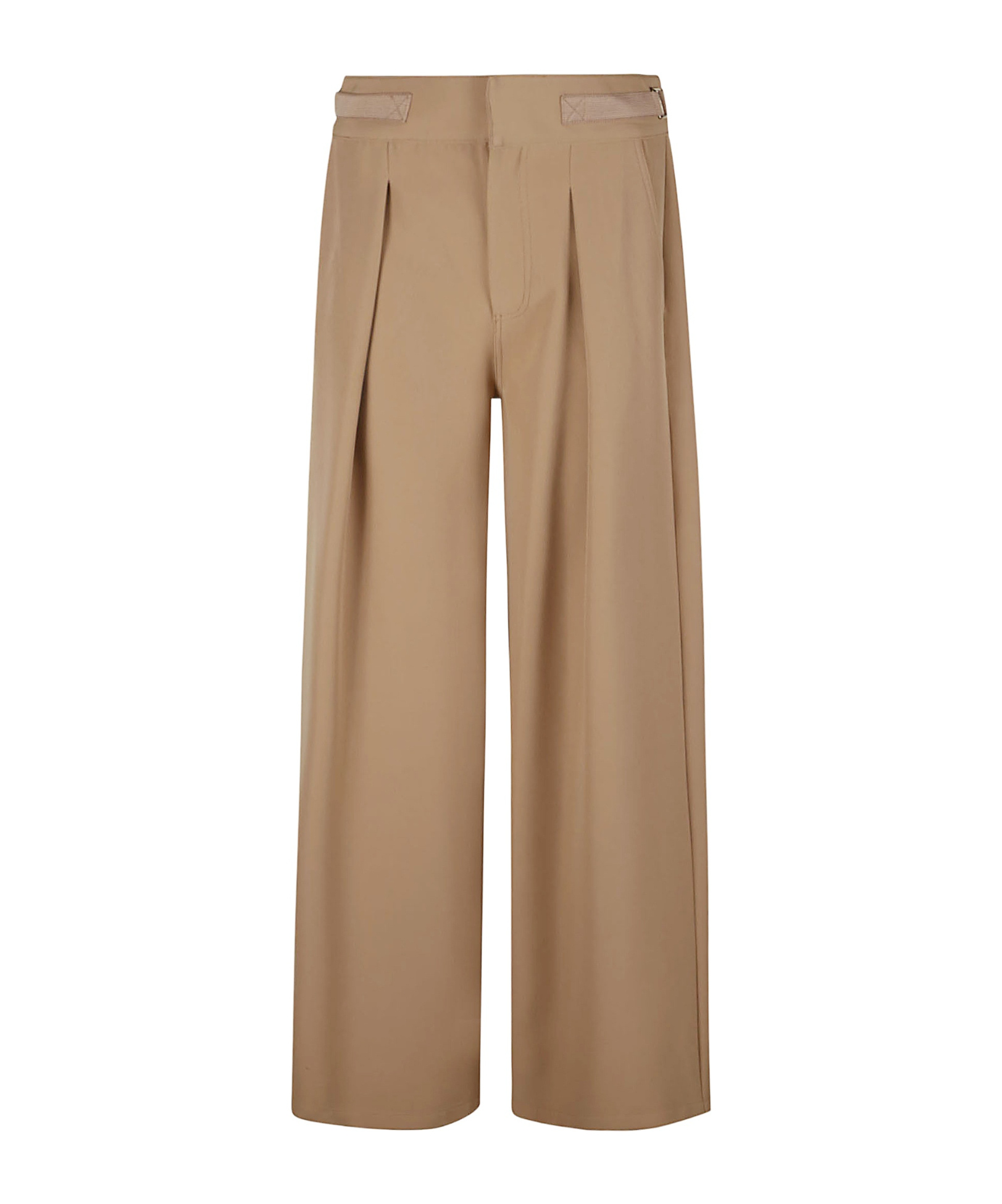 Ermanno Firenze Cropped Camel Trousers With Wide-leg Silhouette In Brown