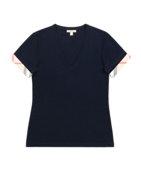 Burberry Deep V-neck Short-sleeved T-shirt In Black