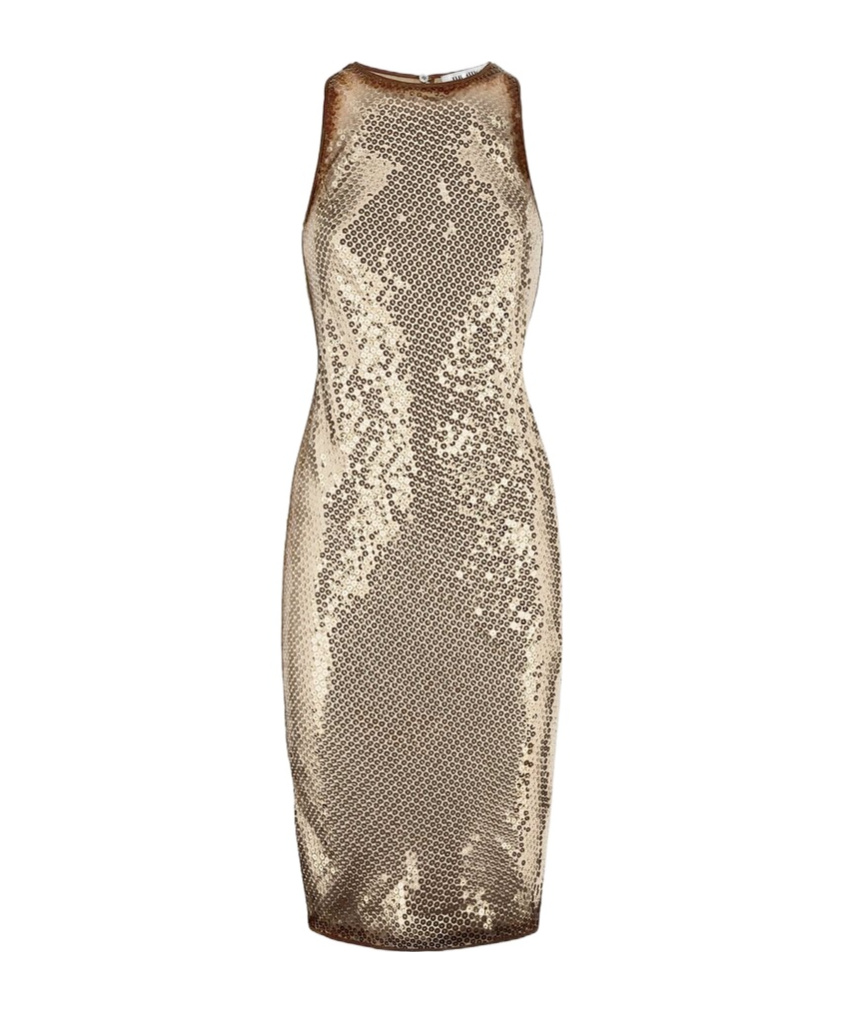 Attico Gold Sequin Mini Dress Without Sleeves In Nude