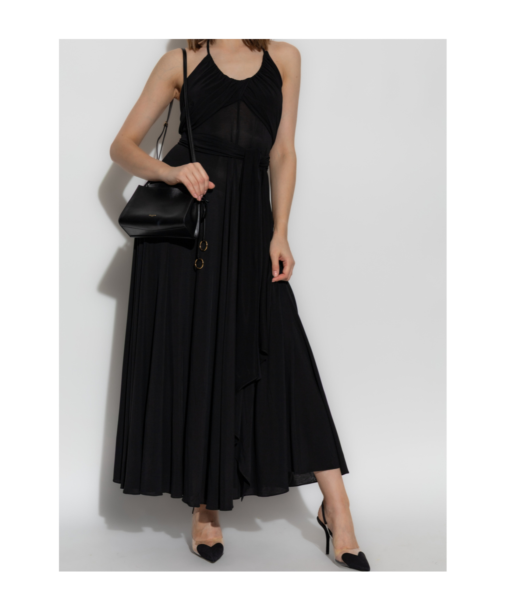 Alaïa Womens Alaia Cross Halterneck Stretch-woven Maxi Dress In Black