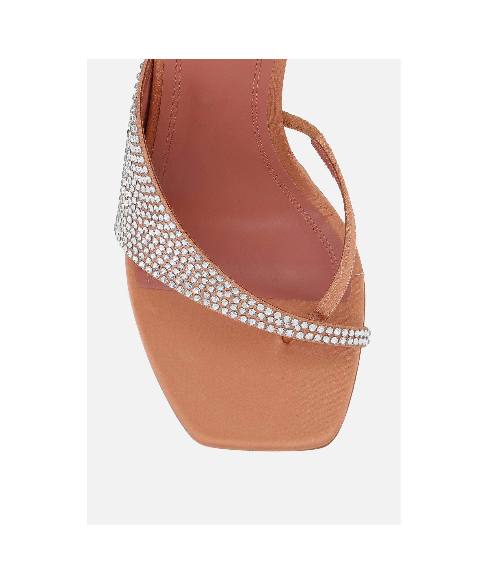 Amina Muaddi Woman Thong Sandal Apricot Size 7.5 Textile Fibers In Metallic