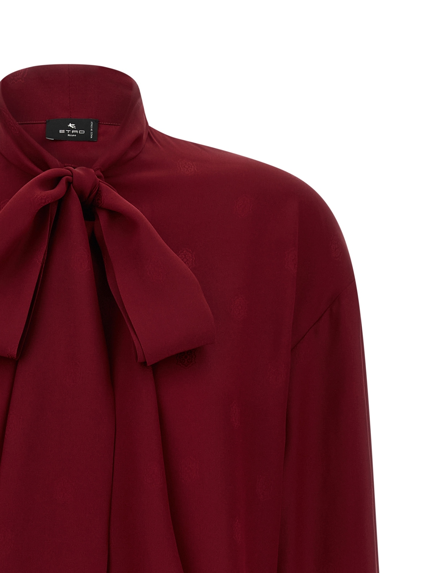 Etro Pussy-bow Silk-jacquard Blouse In Red