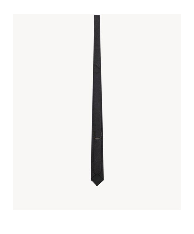 Saint Laurent Striped Wide Tie In Silk Jacquard In Black