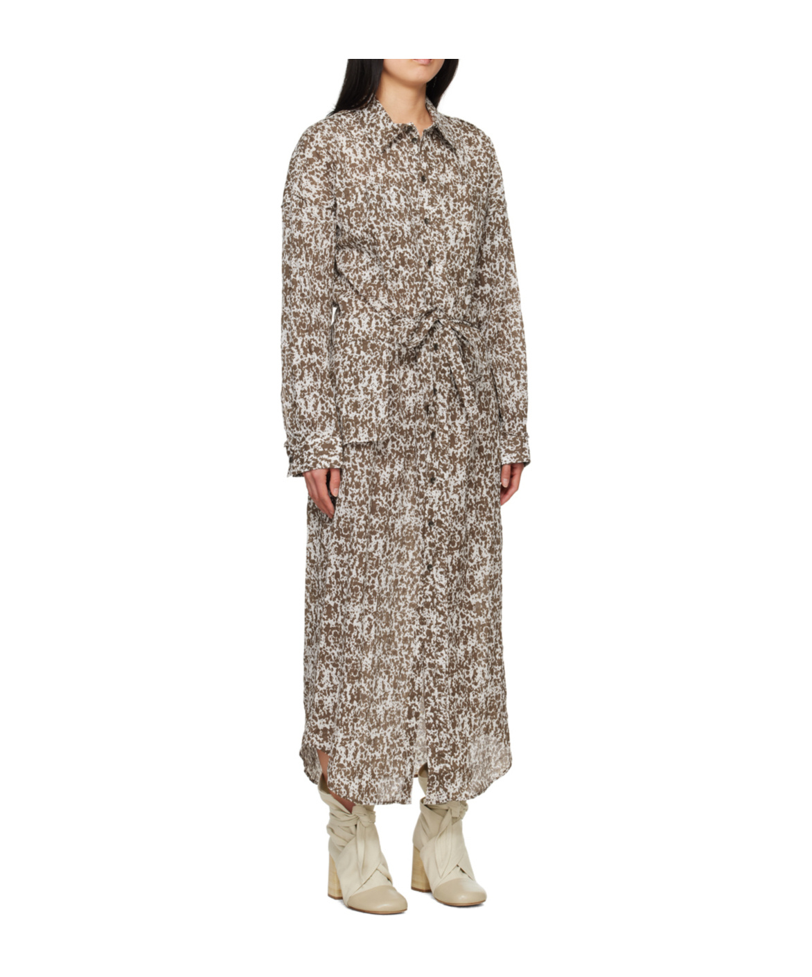 Lemaire Printed Lapel Dress In Multicolor