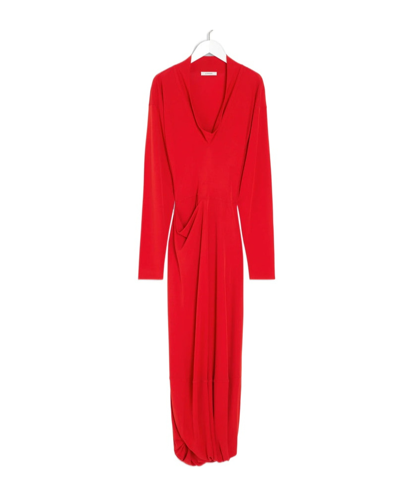 Lemaire Cowl-neck Pocket Dress In Red