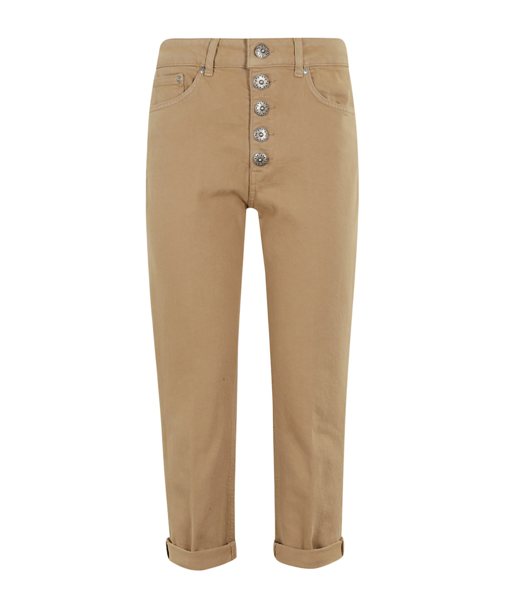 Dondup Hazelnut Denim Trousers With Jewel Button Closure In Nude