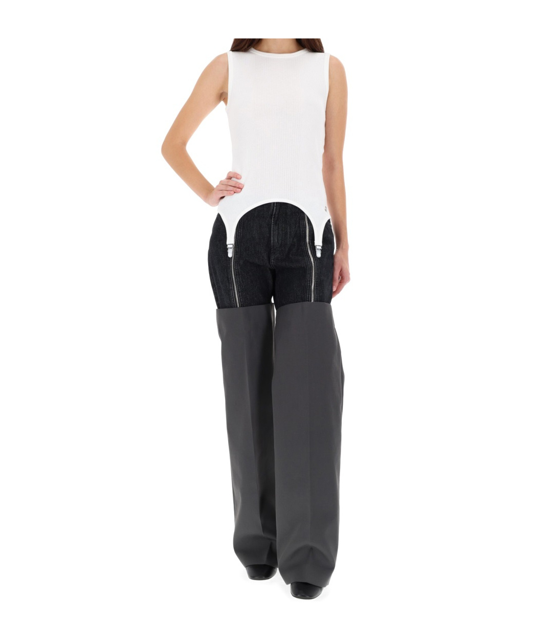 Jean Paul Gaultier Wide Leg Trousers Contrast Panels In Black