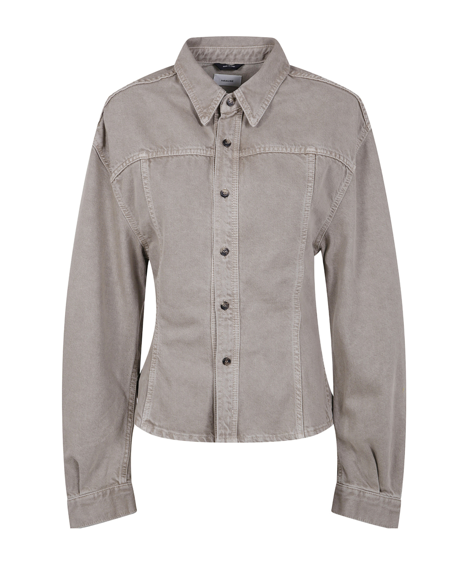 Haikure Button-detailed Cotton Shirt In Gray