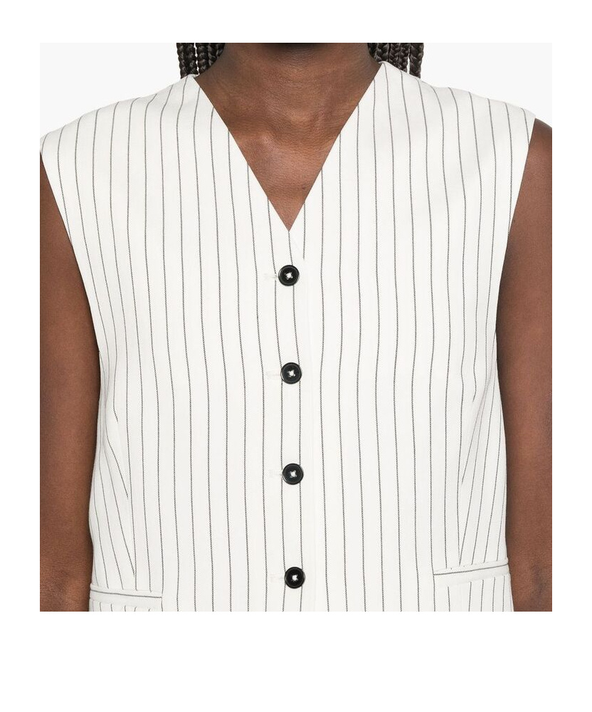Shop Loulou Studio Striped Vest In Black