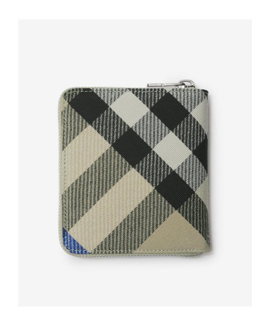 Burberry Medium Check Zip Wallet In Nude