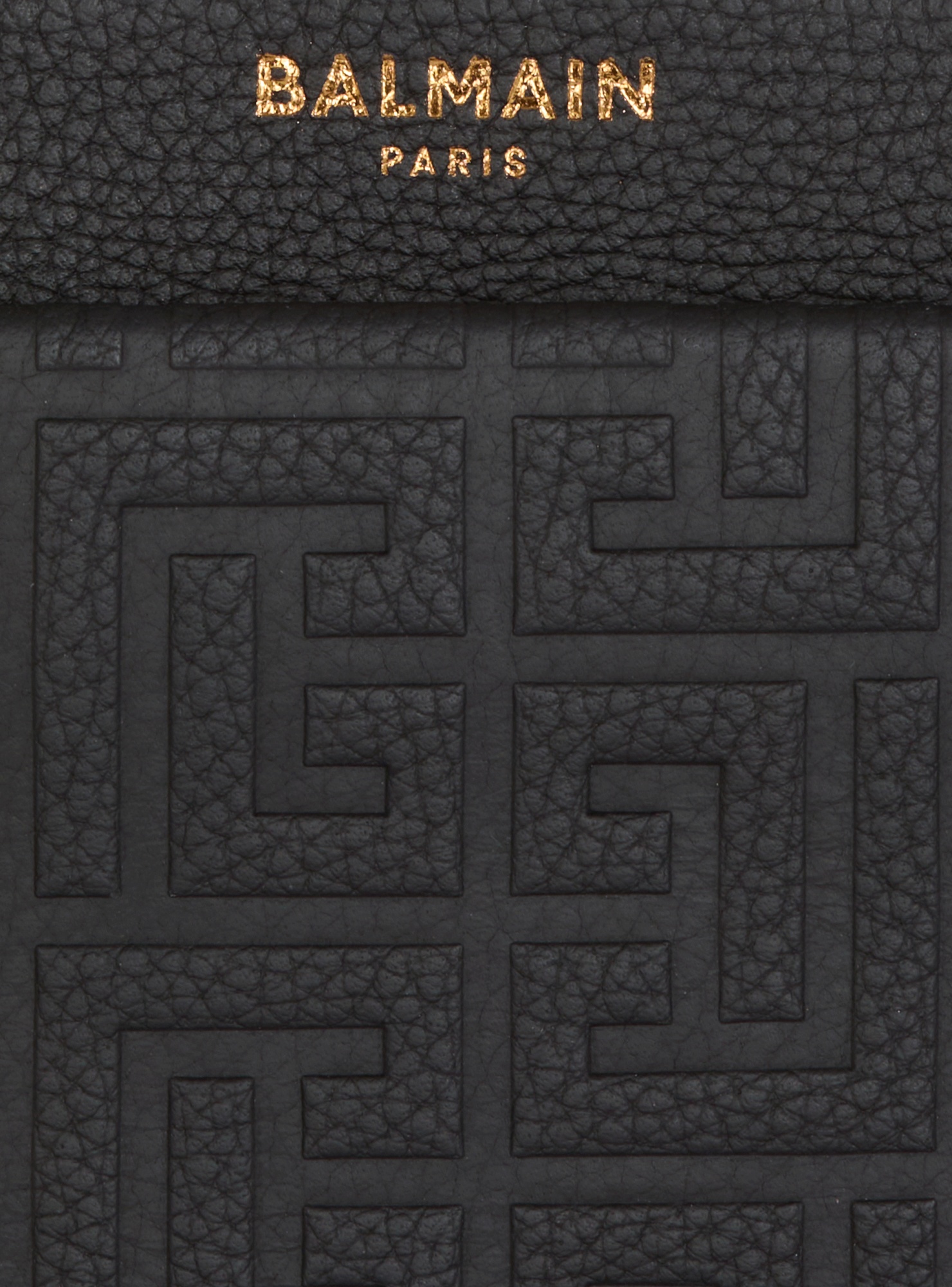 BALMAIN 1945 SOFT ZIPPED MINI BAG IN EMBOSSED GRAINED CALFSKIN WITH A PB LABYRINTH MONOGRAM