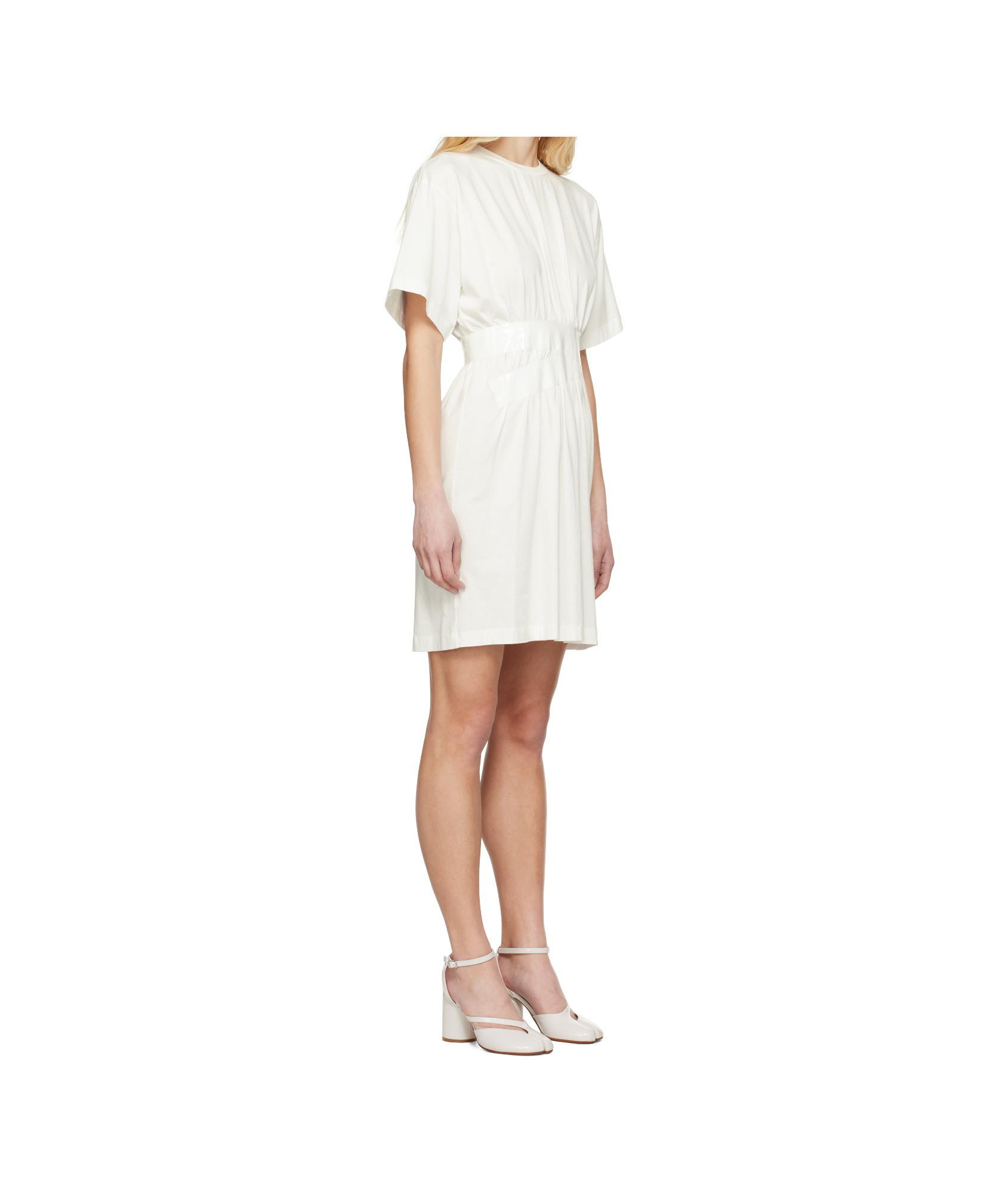 Mm6 Maison Margiela Crew-neck Cotton T-shirt Elastic Waistband In White