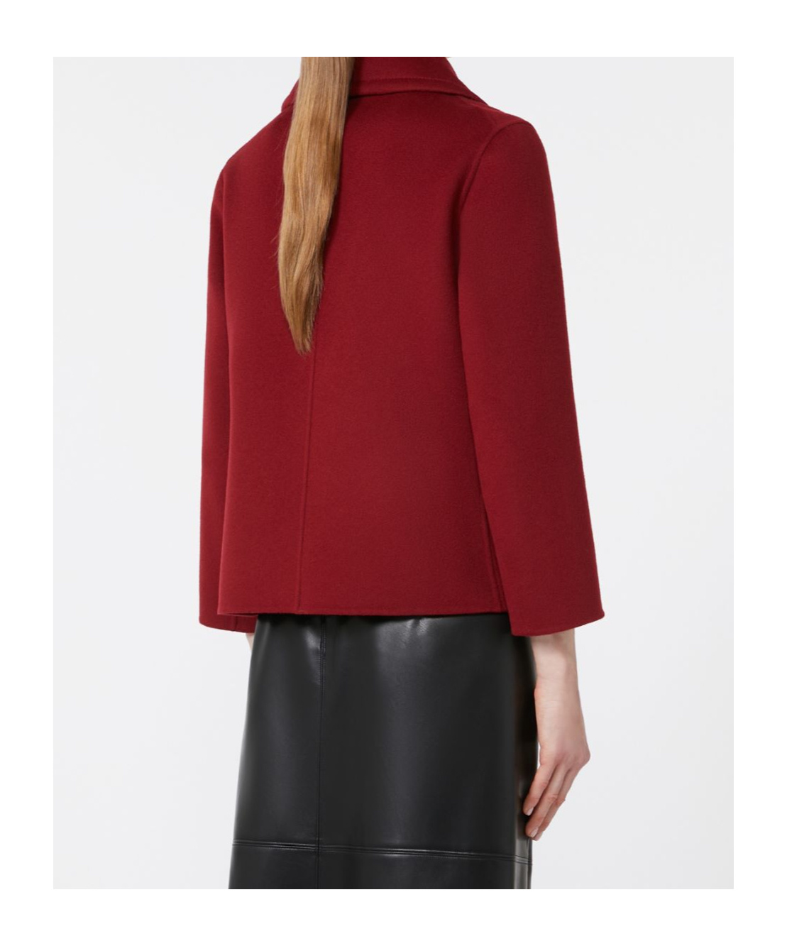 Max Mara Wool Drap Pea Coat In Burgundy