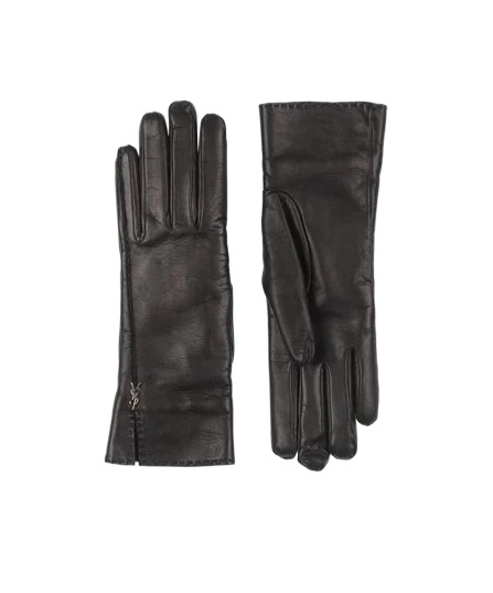 Saint Laurent Fine Matte Leather Gloves In Black