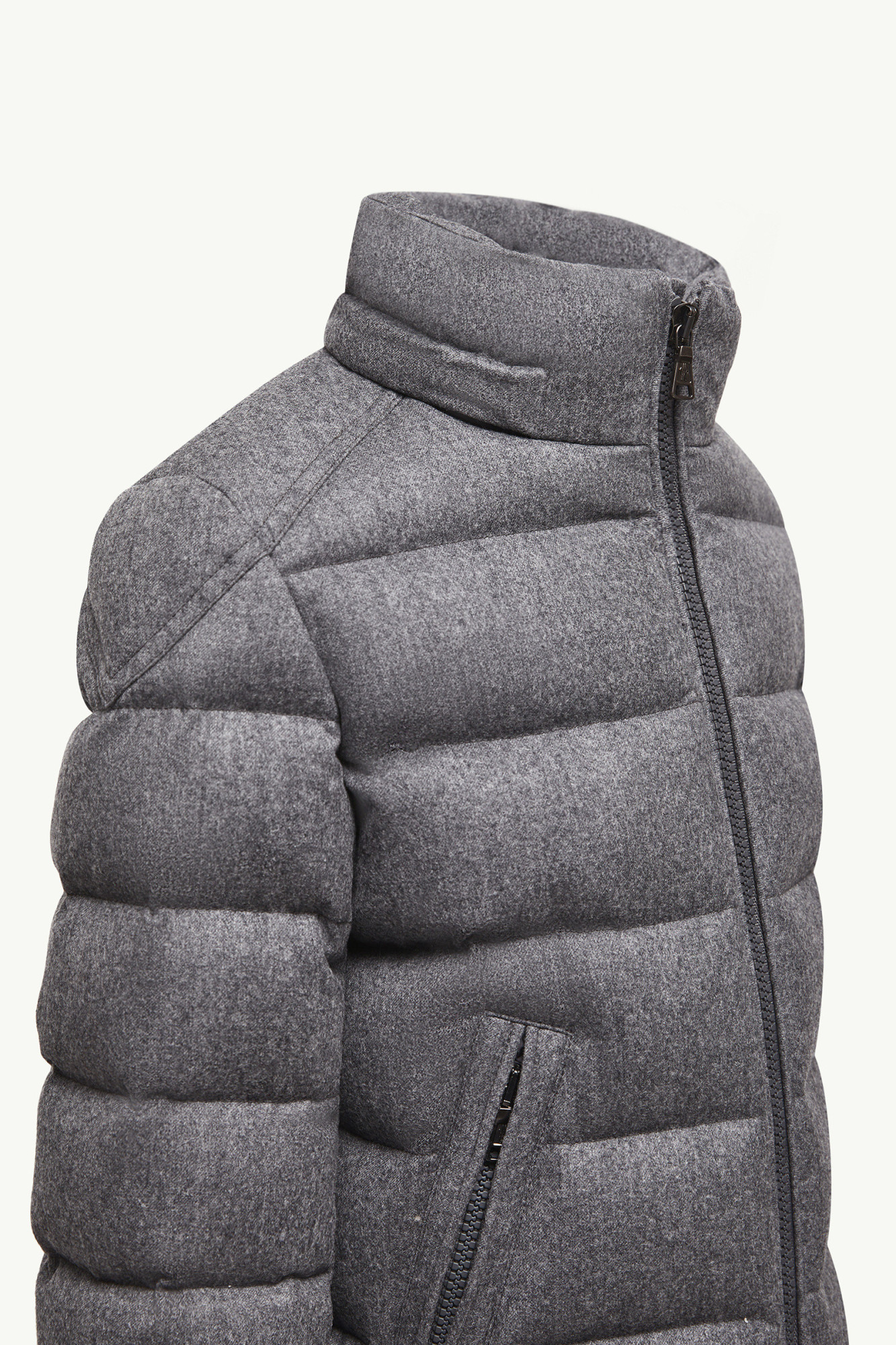 Moncler Montgenevre Hooded Wool Down Jacket In Gray