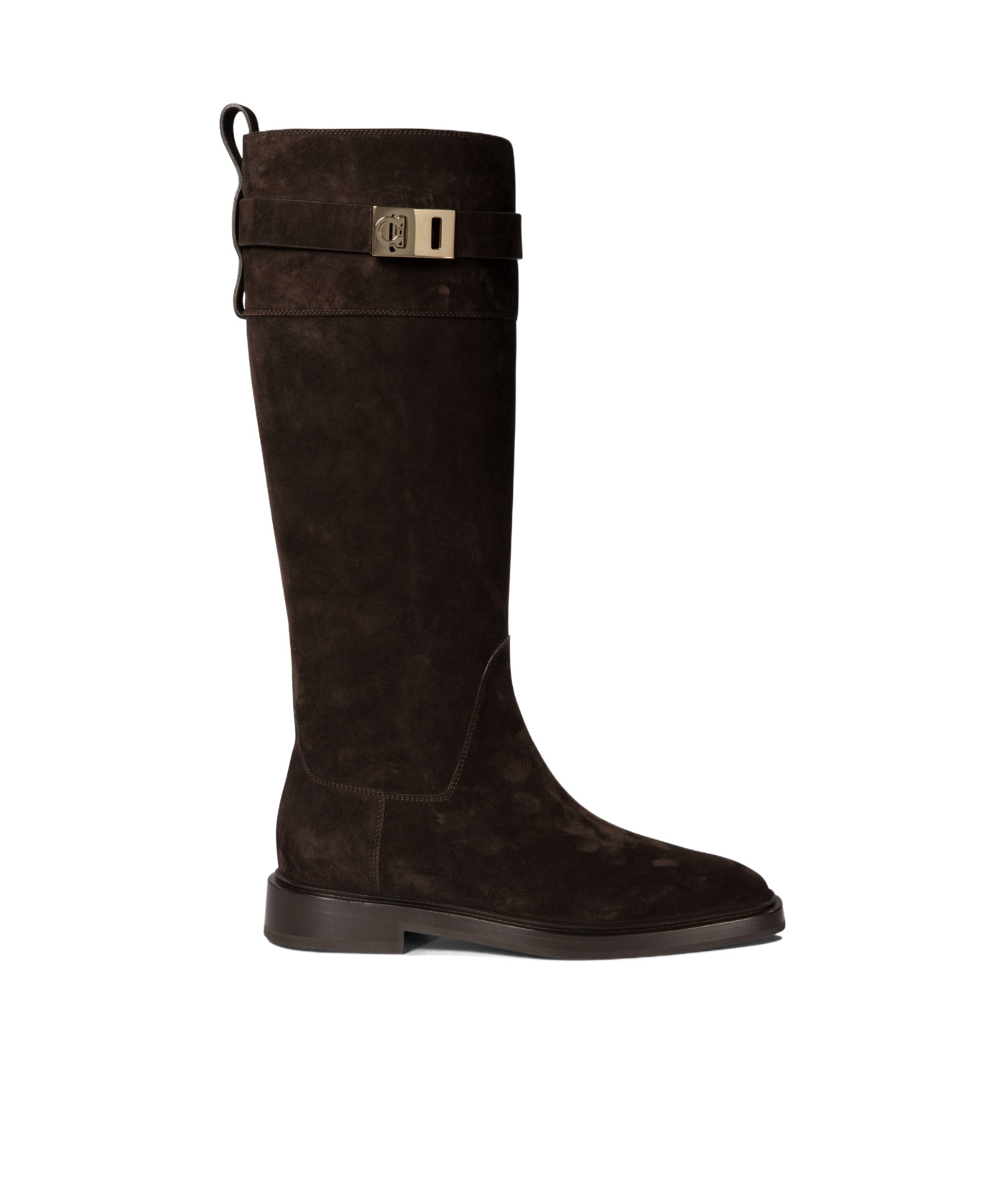 Ferragamo Elegant Roly Riding Boots With Gancini Buckle Detail In Black