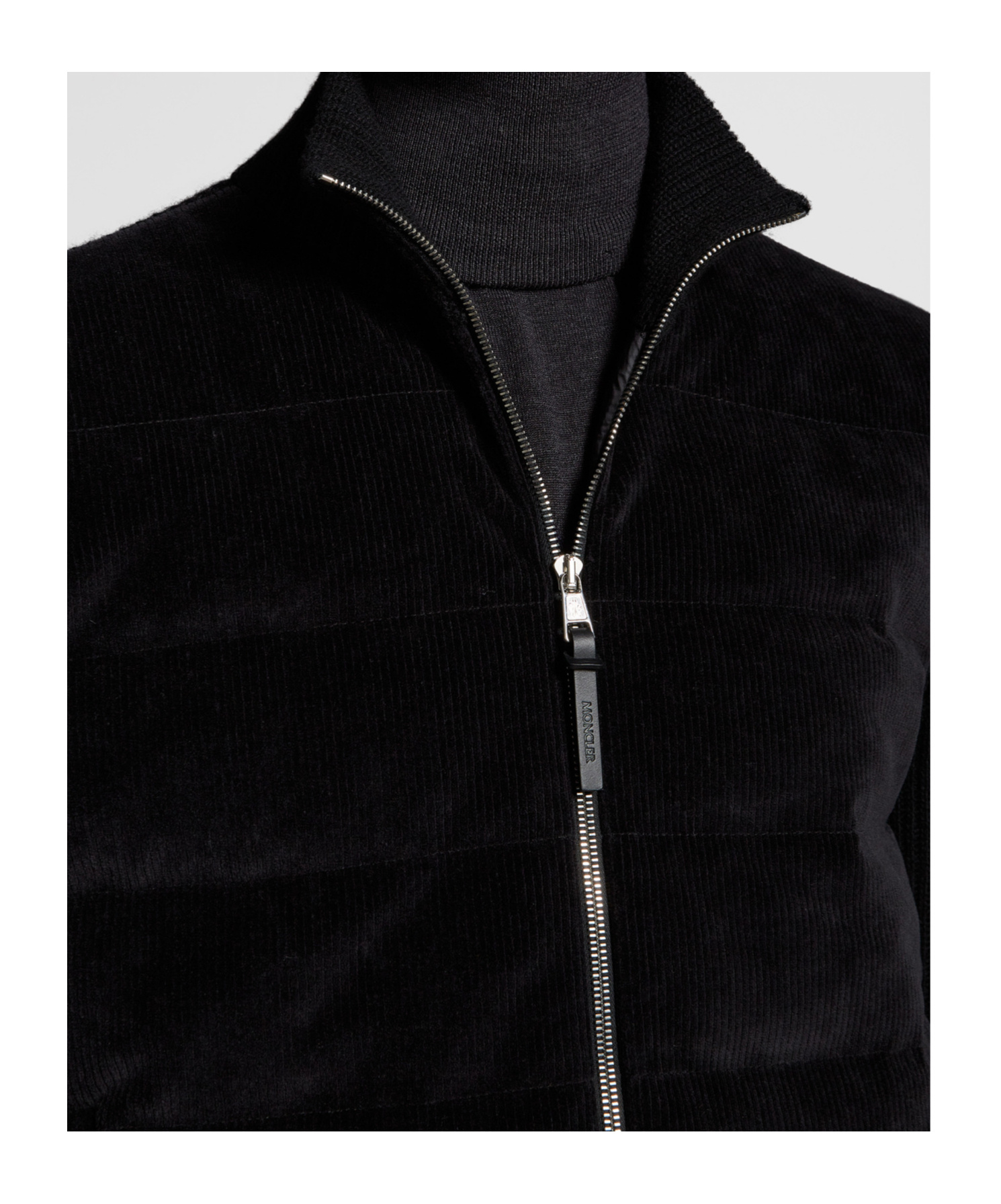 Moncler Padded Wool Cardigan Down Jacket In Black
