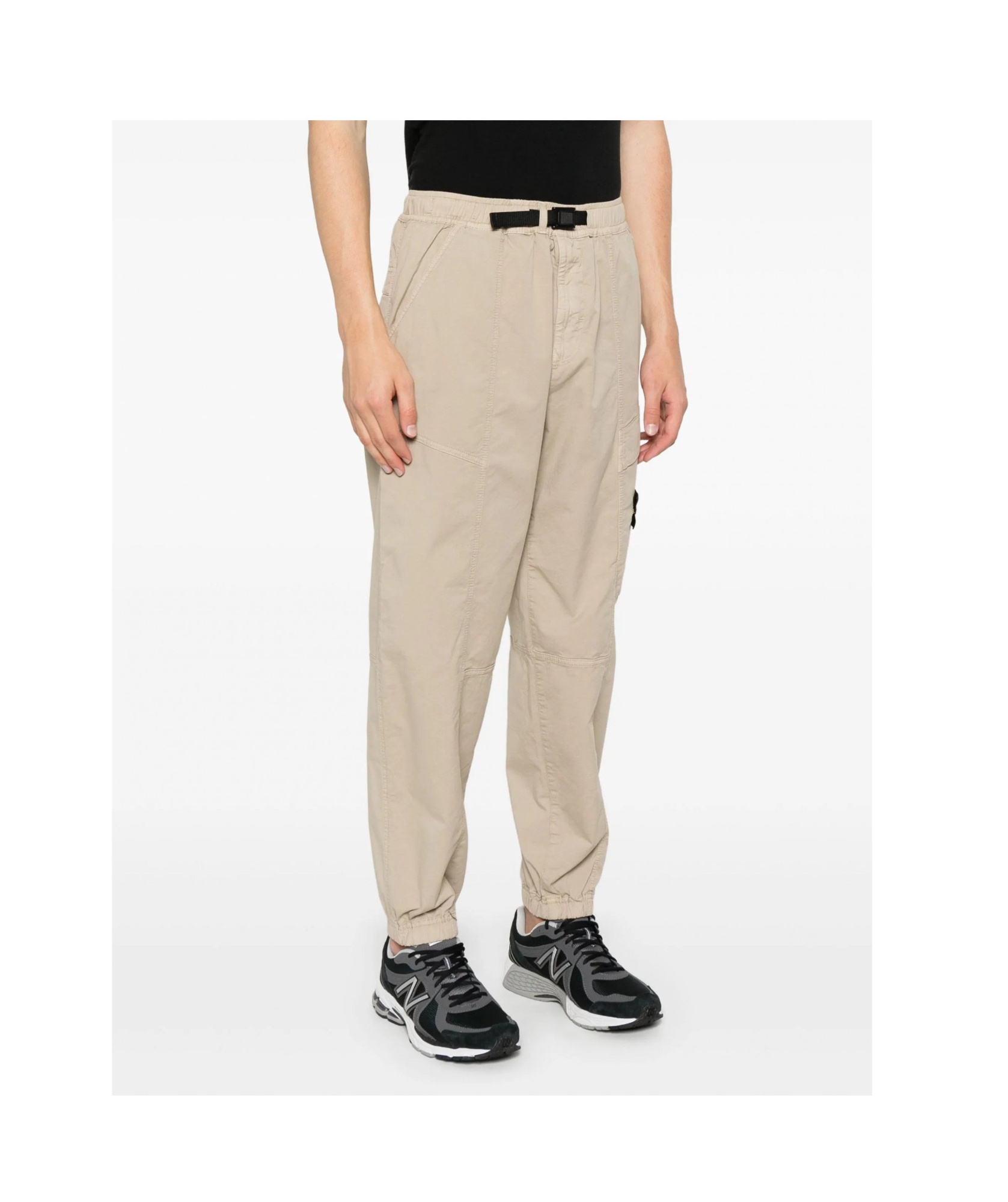 Stone Island Elastic Waist Casual Pants In Black
