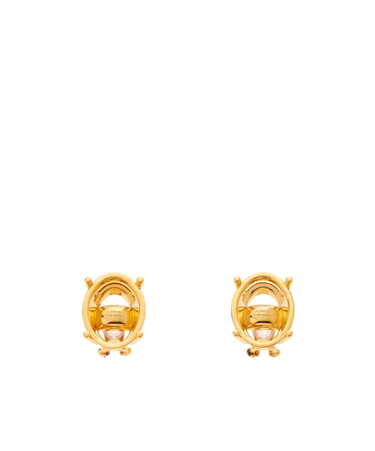 Balenciaga Women's Frame Oval Earrings In Shiny Gold In Gold