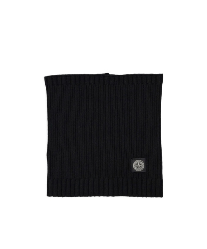 Stone Island Logo-patch Knitted Scarf In Black