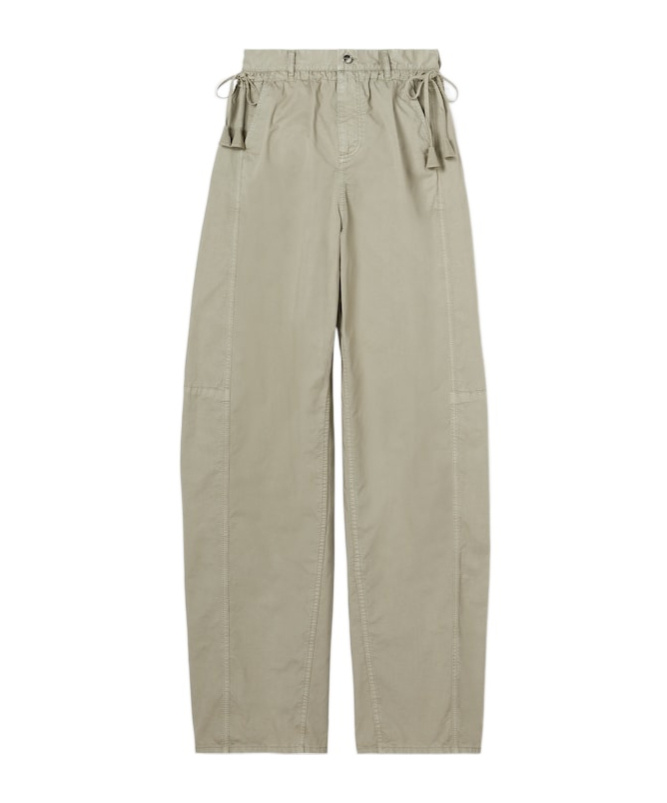 Shop Gucci Cotton Twill Pants With Tie Sides In Gray-green