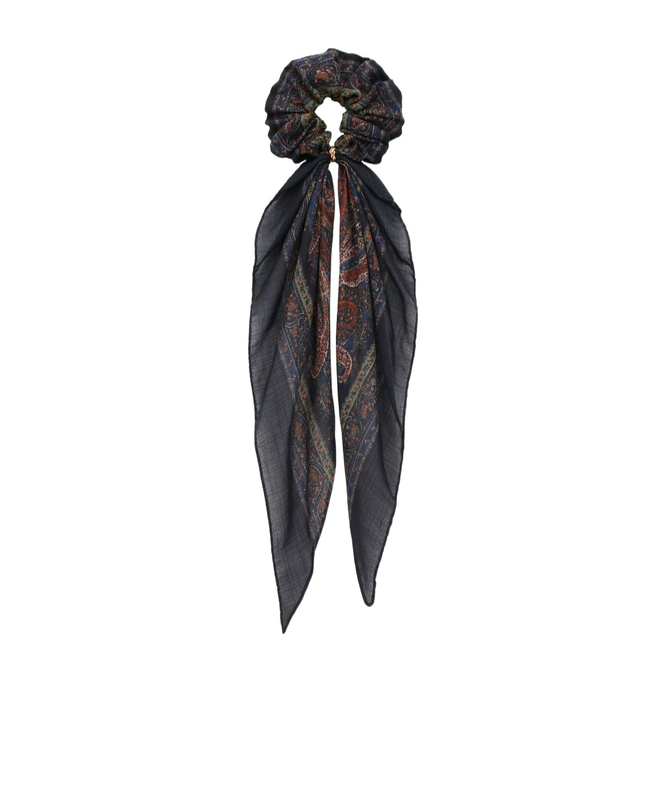Saint Laurent Cassandre Paisley Wool Hair Band In Midnight Blue And Multicolor
