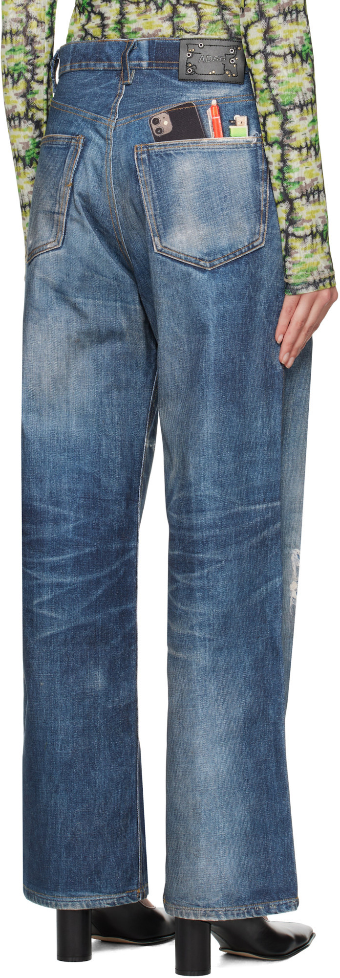 Andersson Bell Unisex Trompe L'oeil Printed Denim Pants In Blue