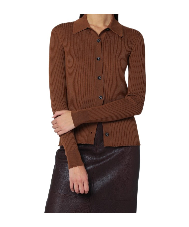 Roberto Collina Button Long-sleeved Sweater In Brown
