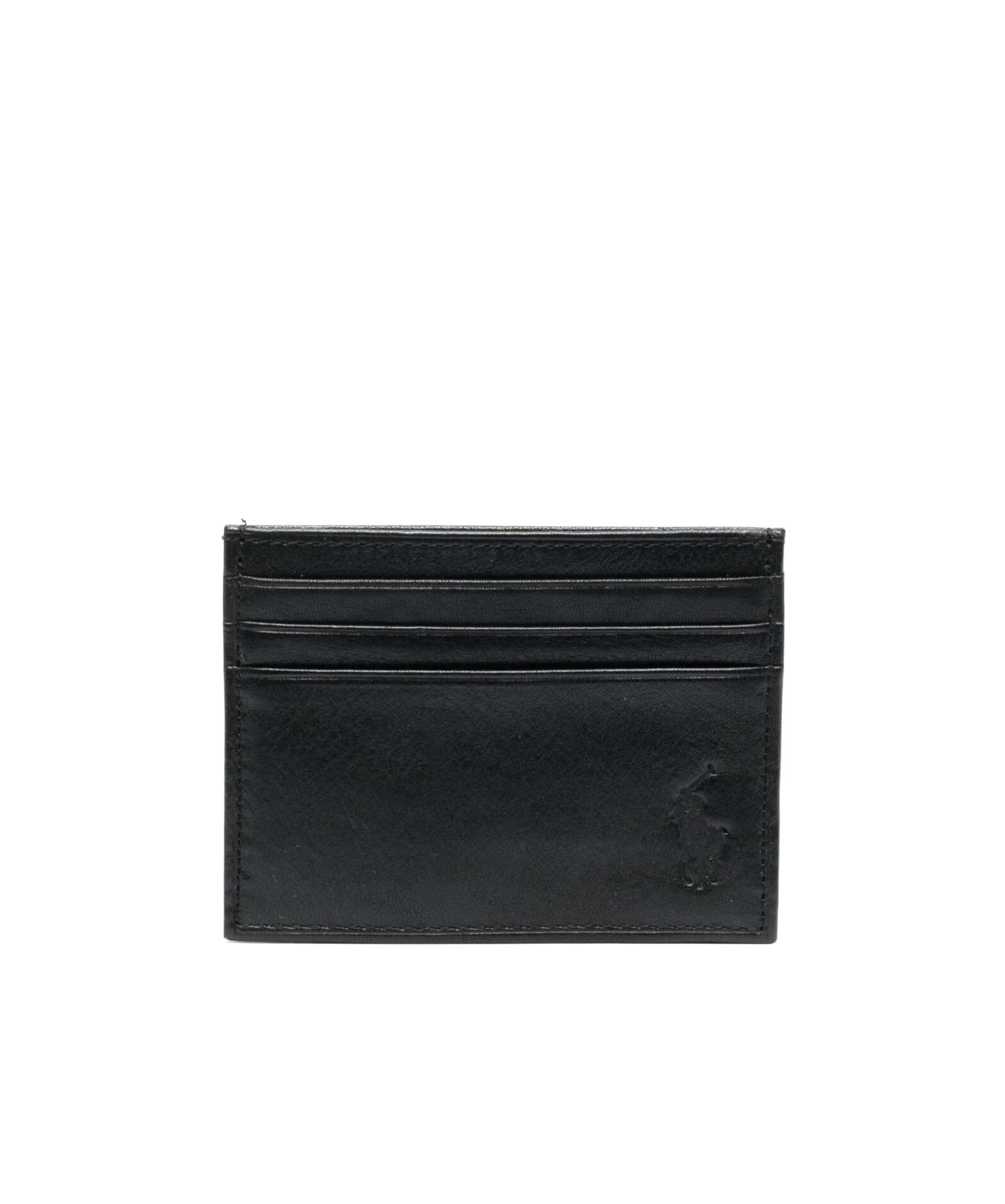 Polo Ralph Lauren Debossed-leather Leather Cardholder In Gray