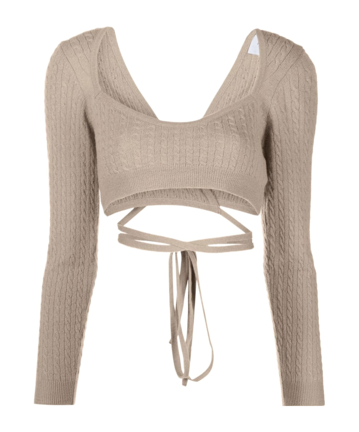 Patou Wrap Knit Top With Long Sleeves In Brown