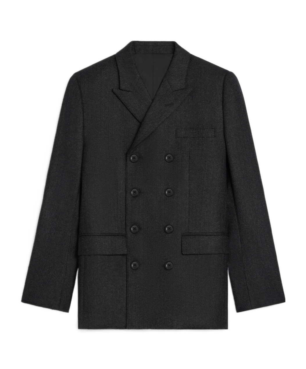 Celine Double-breasted Black Wool Blazer With Tailored Fit In Black