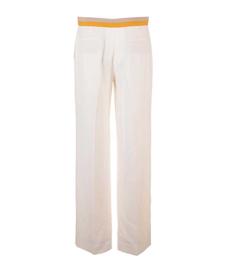 Loro Piana High-waisted Silk Trousers In White