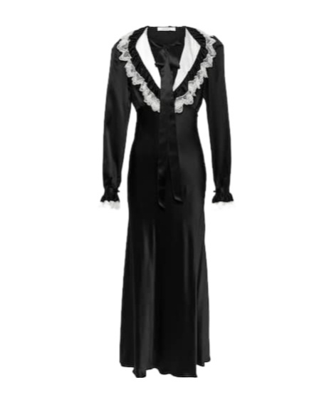 Rodarte Silk Satin Midi Dress In Black