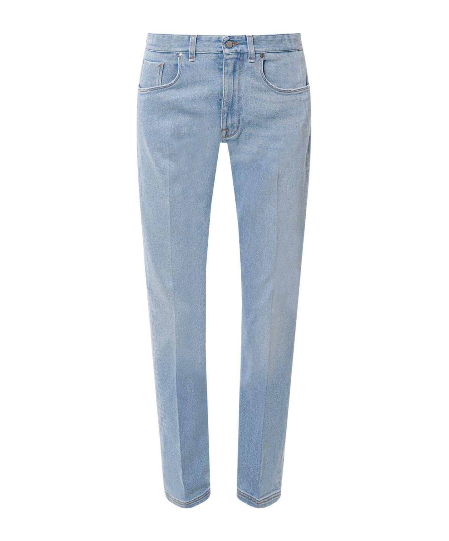Fendi Cotton Jeans With Lateral Ff Print In Blue
