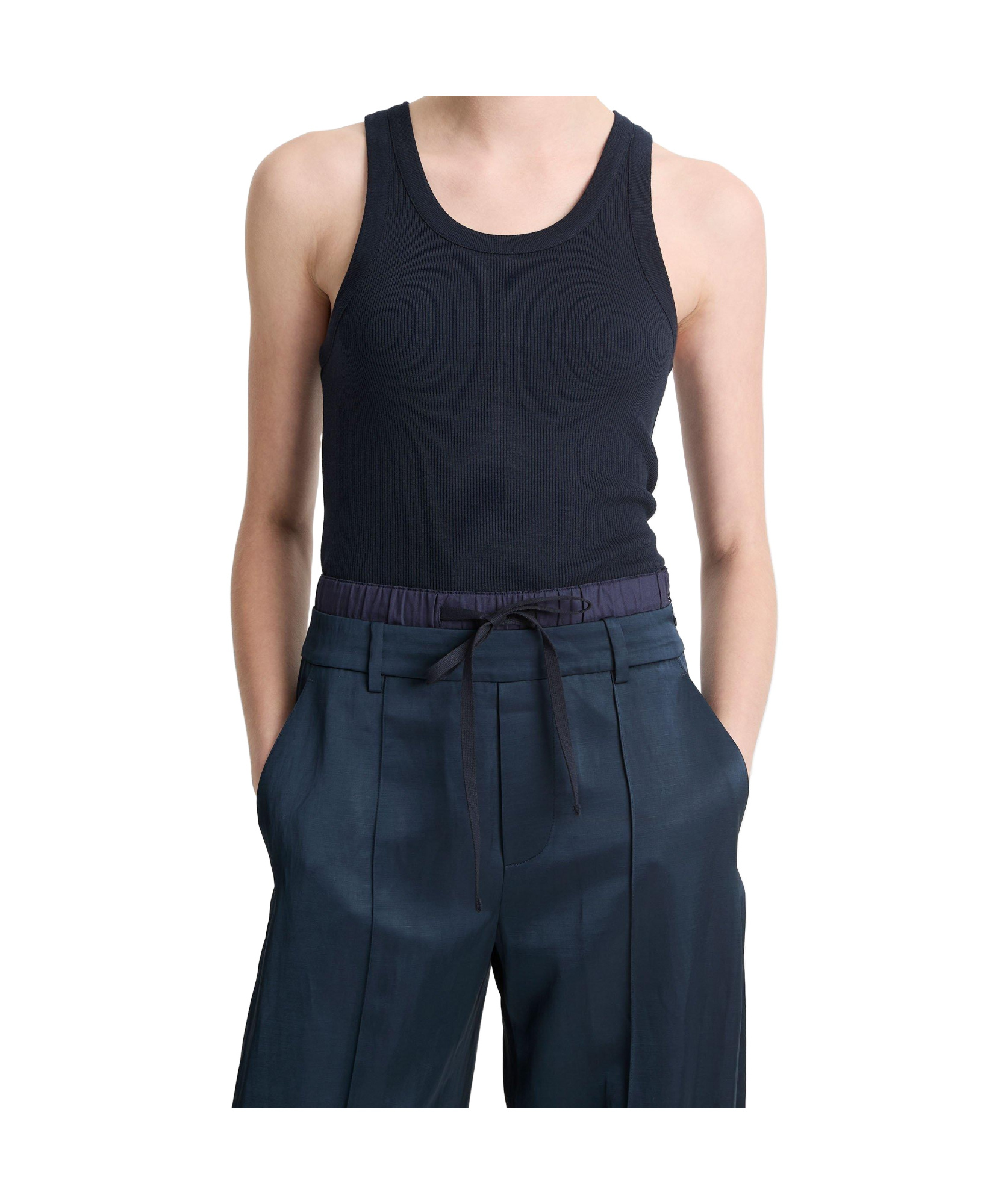 Vince Ribbed Scoop-neck Tank