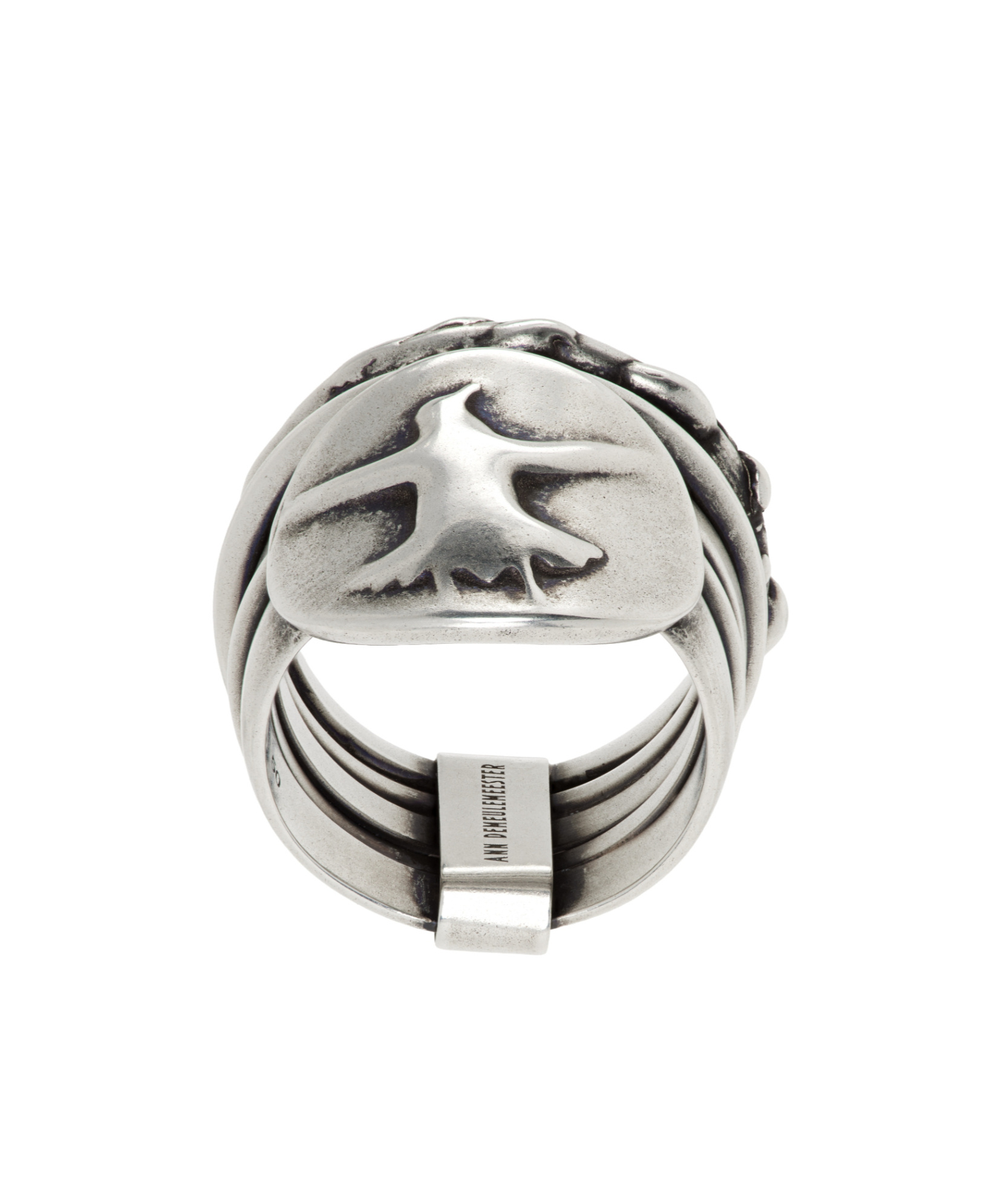 Ann Demeulemeester Mossa Bird Stacking Ring In Silver
