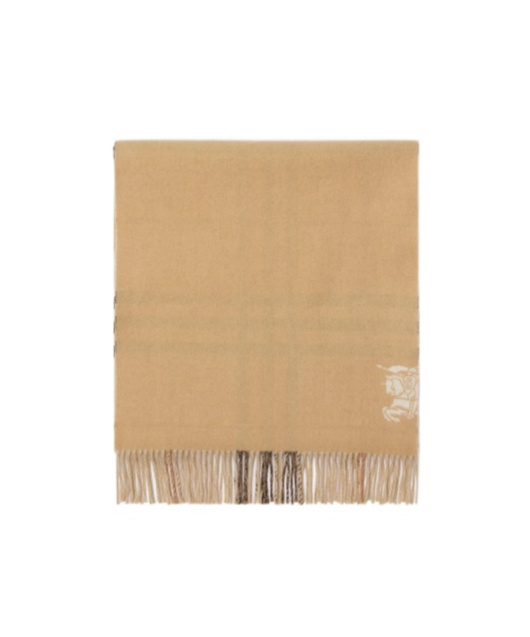 Burberry Wide Reversible Checked Fringed Scarf In Brown