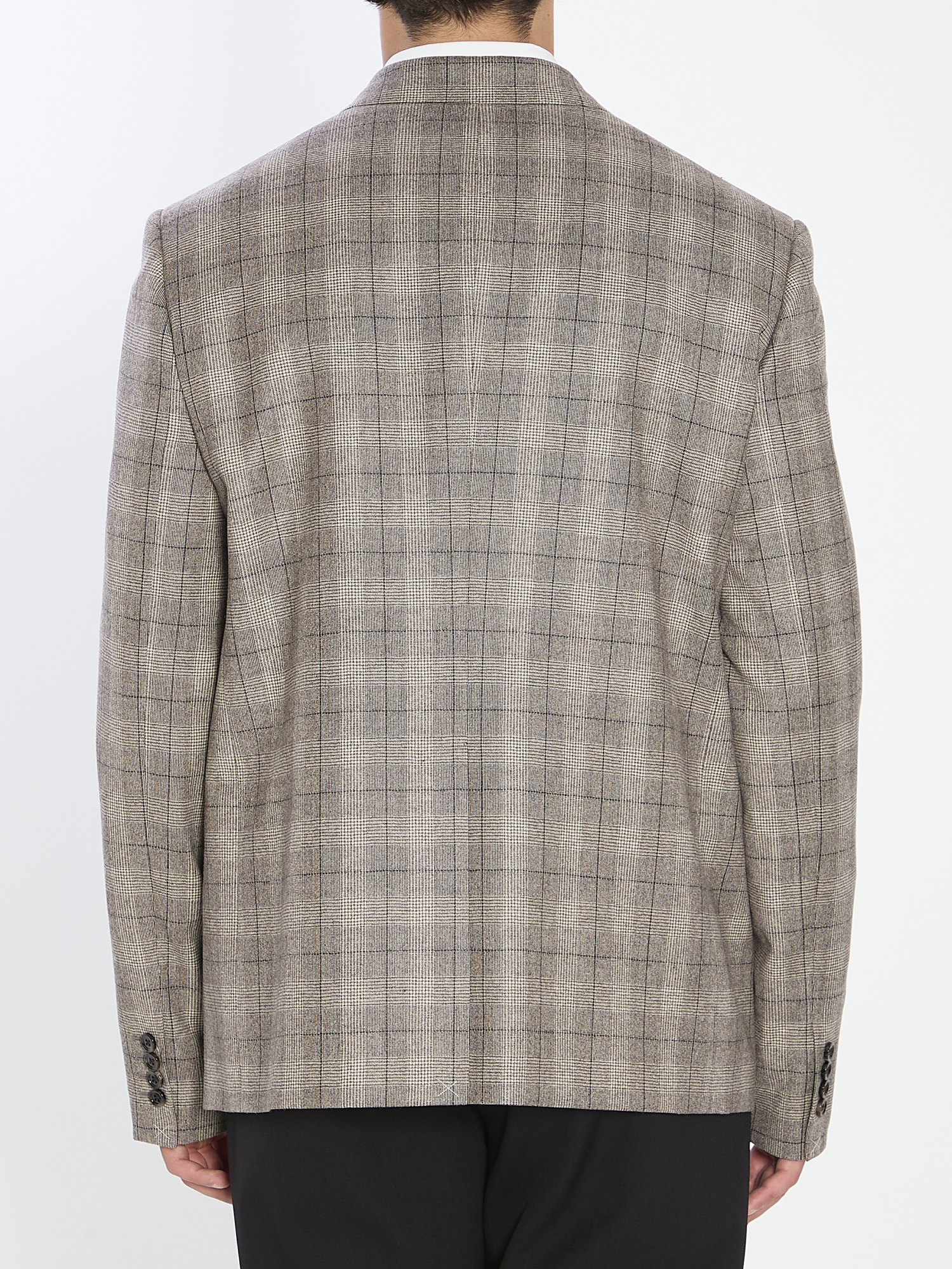 Celine Tailored Jacket In Prince Of Wales Wool Flannel In Gray