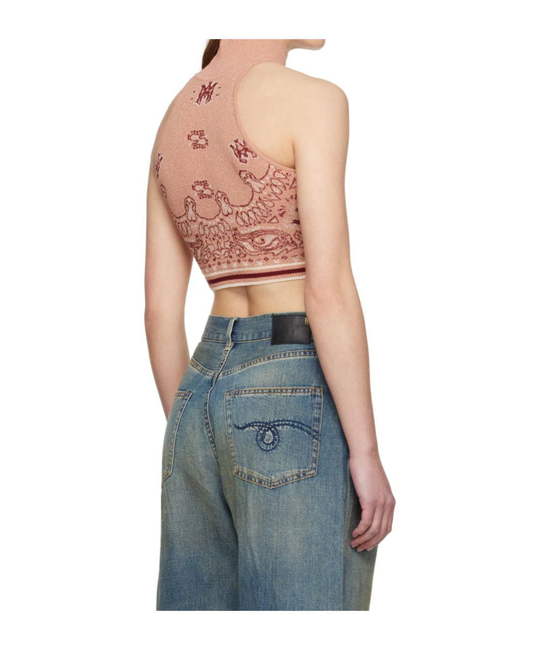Amiri Pink Bandana Tank Top In Nude