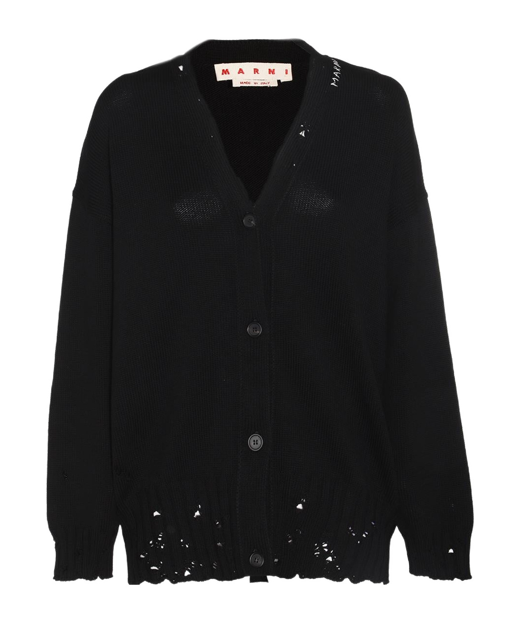 Marni Blue Silk And Wool Blend Cardigan With Contrasting Back Panel In Black